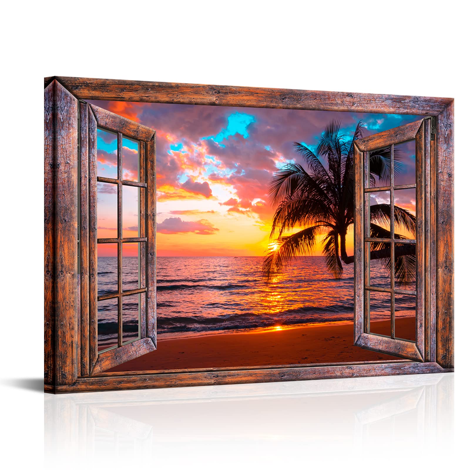 Amazon.com: LyerArtork Window View of Hawaii Seascape Canvas Wall