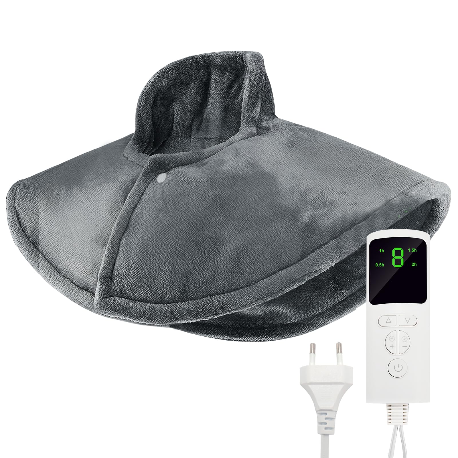 Coussin Chauffant Cervicales, Chauffe cou Cervicales Épaules Réglage de la Température à 9 Niveaux et Réglage de la Durée à 4 Niveaux, Cape Chauffante Amovible et Lavable