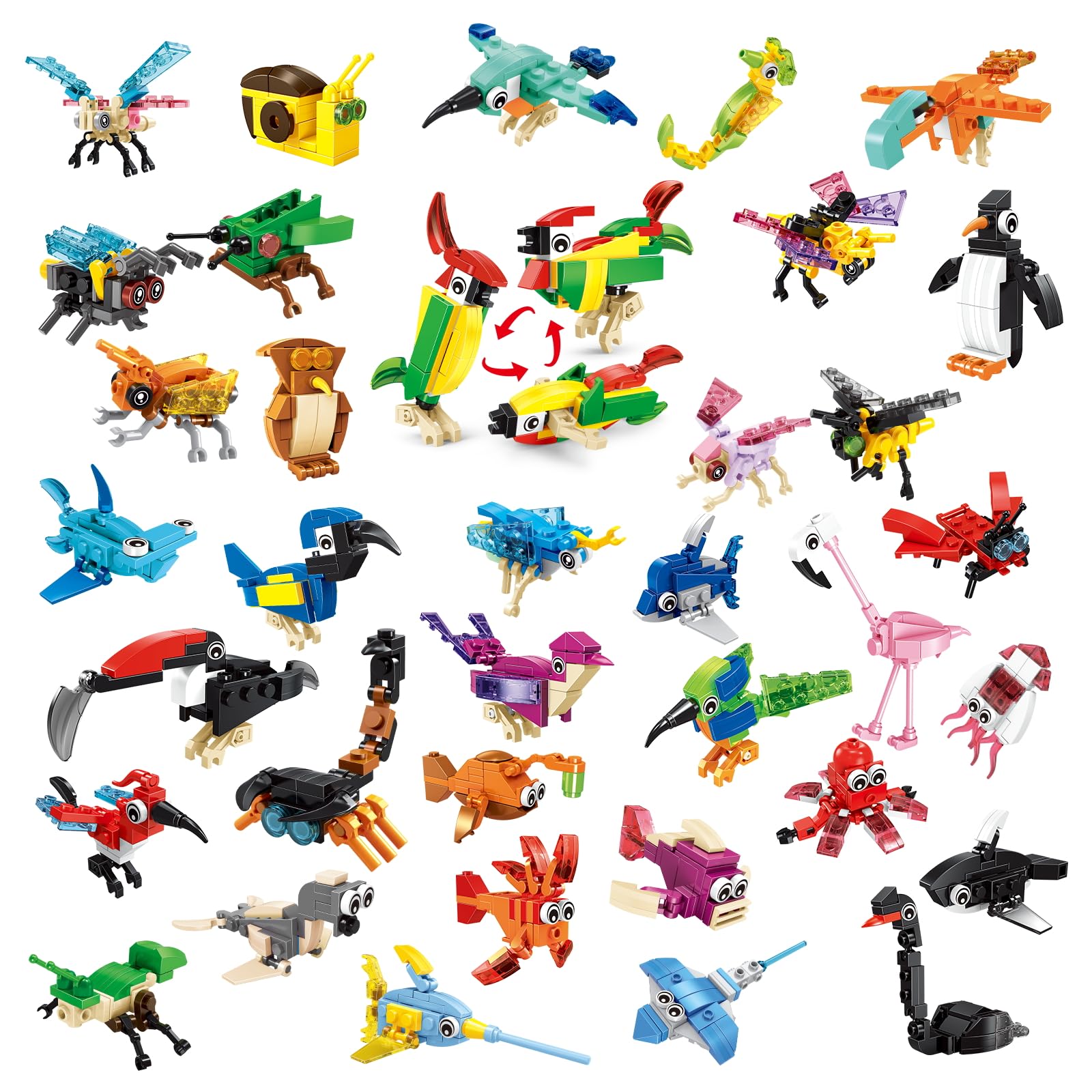 Party Favors klocki dla dzieci w wieku 4-8 lat, zestaw mini klocków do budowania małych zwierząt, 36 opakowań