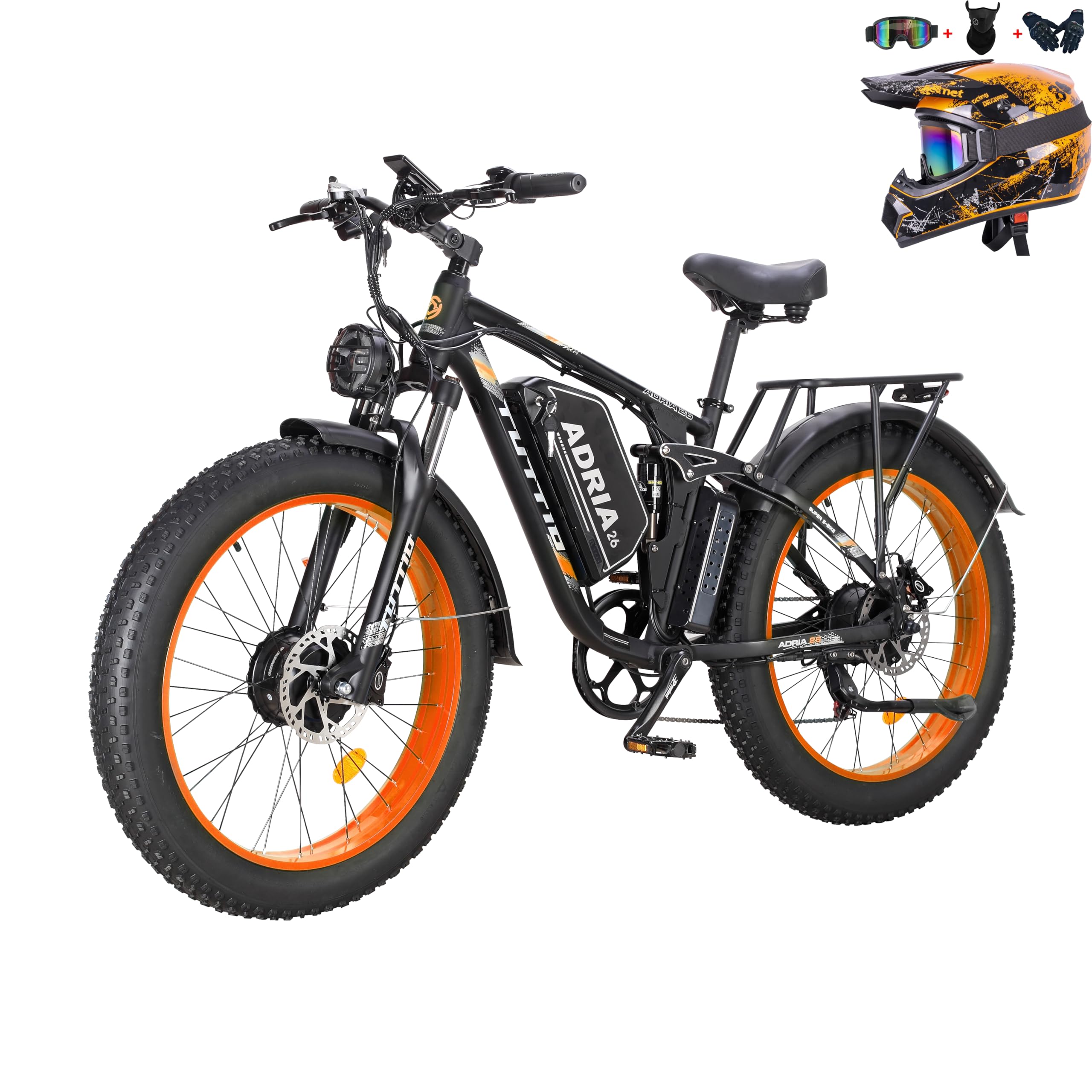 Tuttio-Adria26 6000W/5000W Peak Dual-Motor Ebike for Adults - 52V Fast Ebike, Long-Range Electric Bicycle, Full Suspension, 26 Inch Fat Tire Bike for
