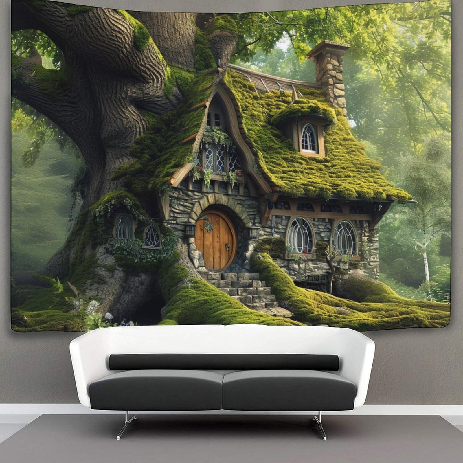 kaiyun 180cmx230cm Tapestry Jungle Cabins Tapestries Bio Buildings 3D Printing Wall Hanging Home Decorations