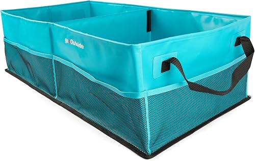 Organizador plegable para maletero de automóvil con forro de PVC impermeable, almacenamiento de carga resistente con asas y bolsillos de malla para