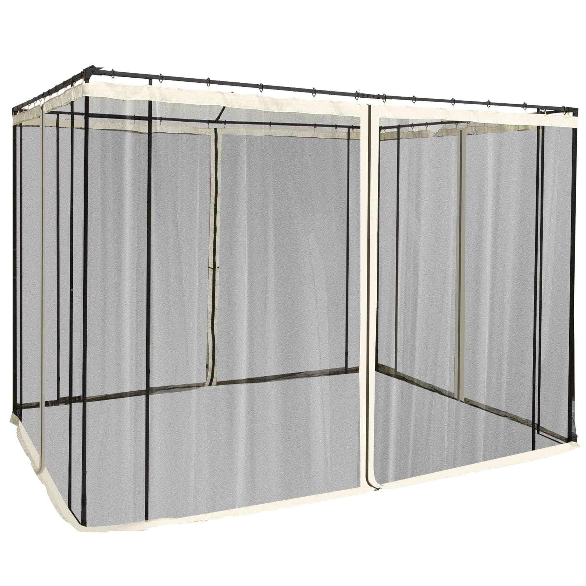Outsunny 4 Paneles Laterales 3x2 cm para Carpa de Jardín Tela Mosquitera para Cenador Gazebo con Cremalleras y Anillas Negro