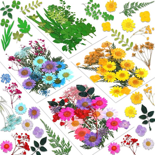 HAKACC Pressed Flowers for Resin, 100PCS Natural Dried Flowers Real Flowers Herbs with Tweezers for Resin Model Scrapbooking Candle Jewelry Crafts Making