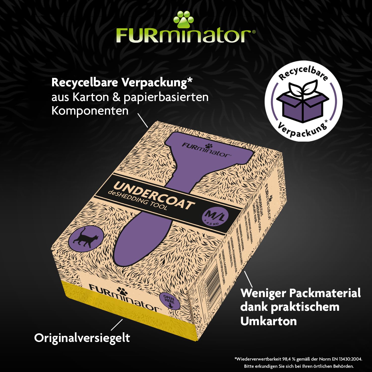 FURminator deShedding Tool Katzen Größe M,L Kurzhaar - Katzenbürste für mittelgroße und große Katzen zur Entfernung der Unterwolle