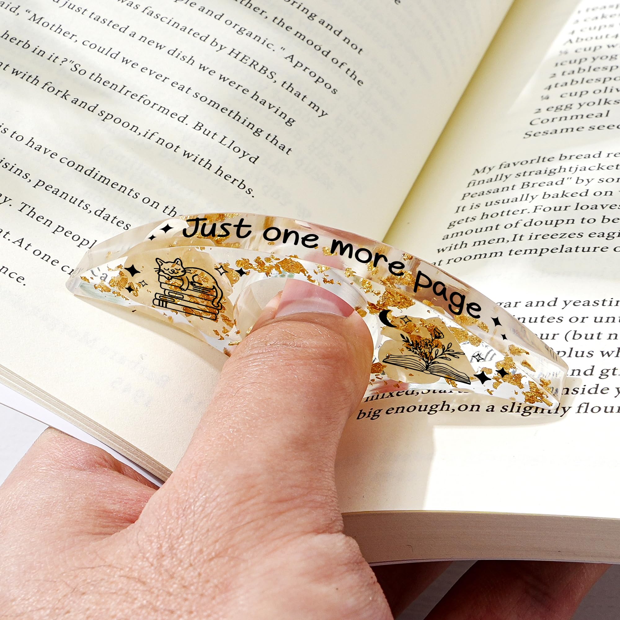 Personalised Birthday Flower Resin Bookmark, Thumb Ring Bookmark for Christmas Birthday Gifts, Custom Flower Handmade Thumb Ring Reading Accessories (October, Just One More Page) — image 1