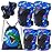FIODAY Knee Pads for Kids Dinosaur Knee Elbow Pads Wrist Guards with Drawstring Bag Adjustable 7 in 1 Protective Gear Set for Boys Inline Skating Bike Cycling Skateboard Scooter, 3-8 Years, Blue