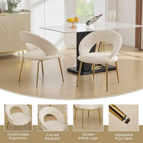 Miniatura 12 de Goujxcy Silla de tocador de piel sintética, silla de escritorio peluda para niñas adolescentes, cómoda silla de tocador de maquillaje, silla de