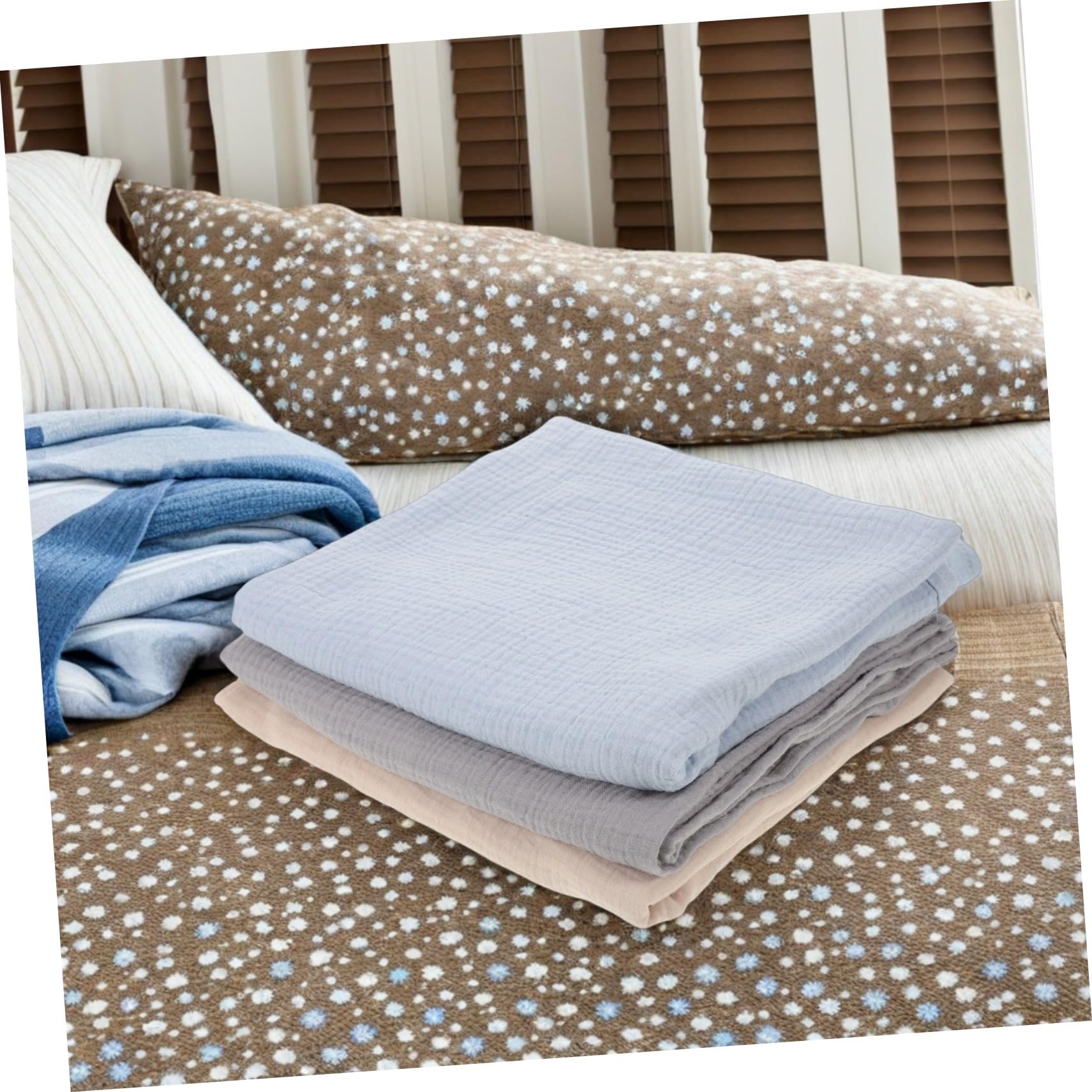 ORFOFE 3 Pezzi Coperta Mussola Ragazzo Ragazza Morbida Traspirante Unisex Fascia Avvolgente Per Sonno Facilità Avvolgimento