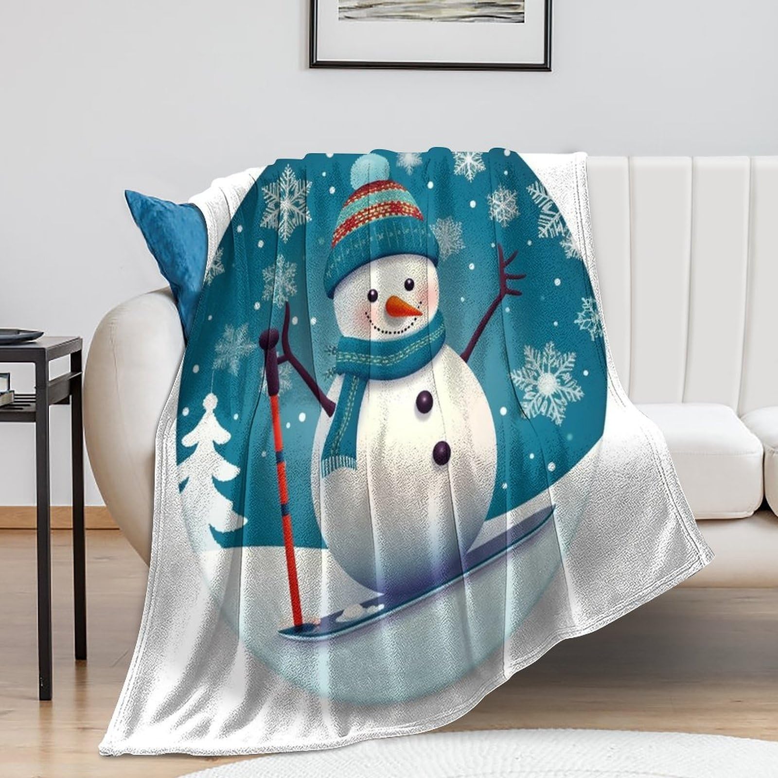 Couverture de lit motif hivernal 100x130 cm plaid super doux et chaud