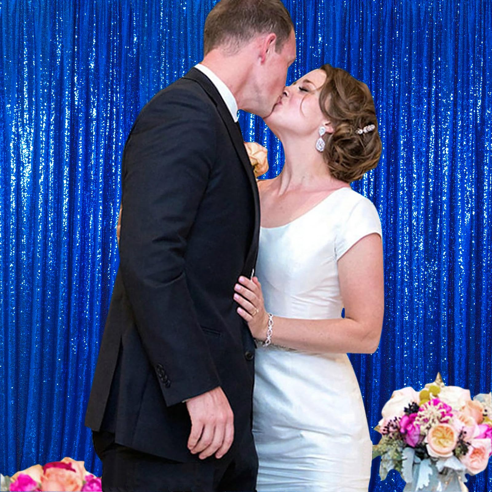 ShinyBeauty Royal Blue Curtains Sequin Curtains 4ftx8ft Window Curtains Royal Blue Sequin Curtains for Backdrop Farmhouse Curtains Bedroom Curtains