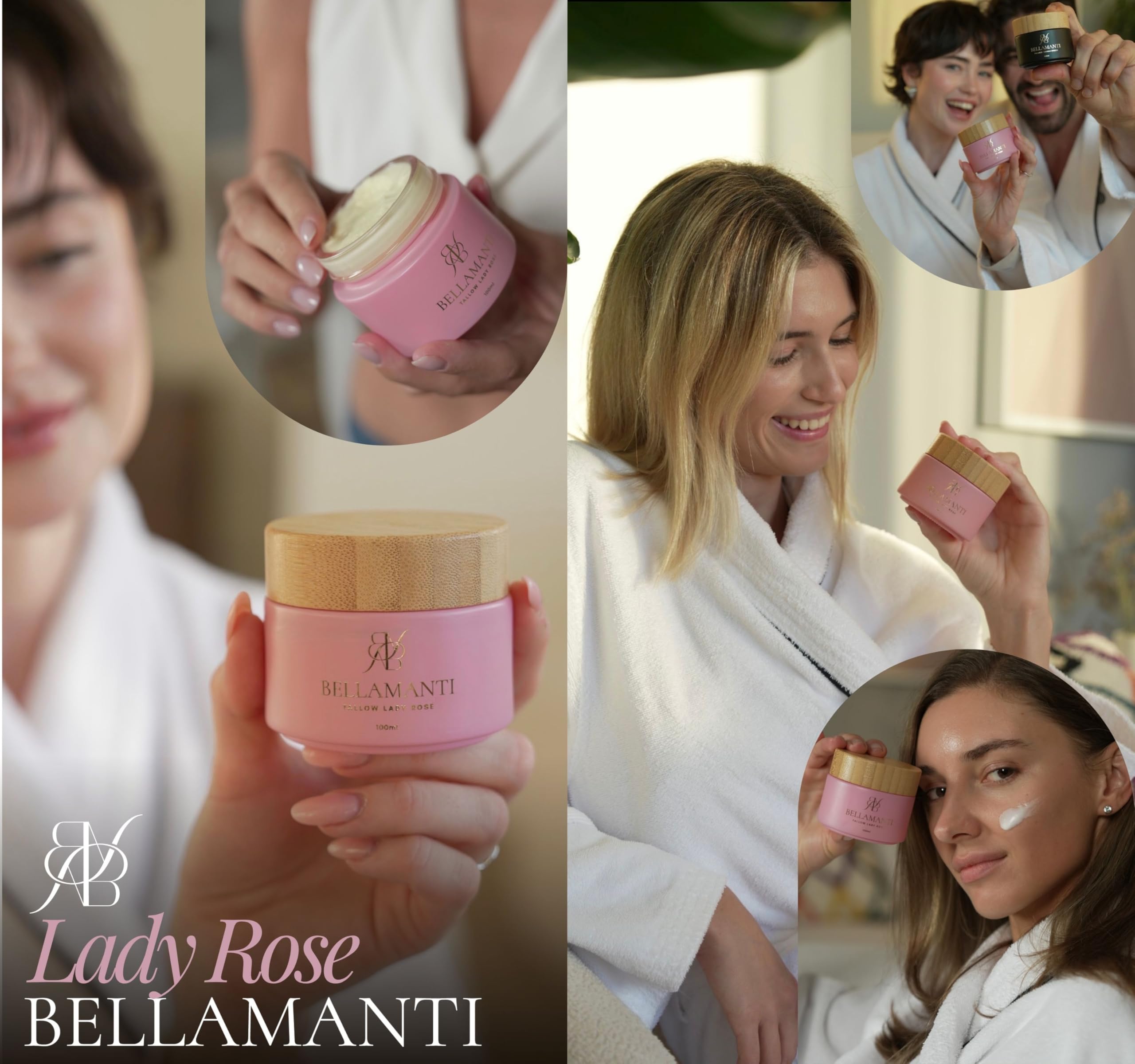 Beef Tallow Balm- Bellamanti bálsamo de sebo de res 100% de pastoreo “Lady Rose” con aceite de rosa. Para piel sensible, seca o madura. Natural, calmante y con aroma a rosa. 100 ml