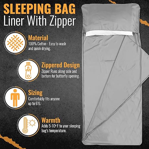 Miniatura 3 de Skywin Forro de saco de dormir para aeropuerto  Forro polar para saco de dormir de 6.89 x 2.30 pies, sábana de viaje, saco de dormir para