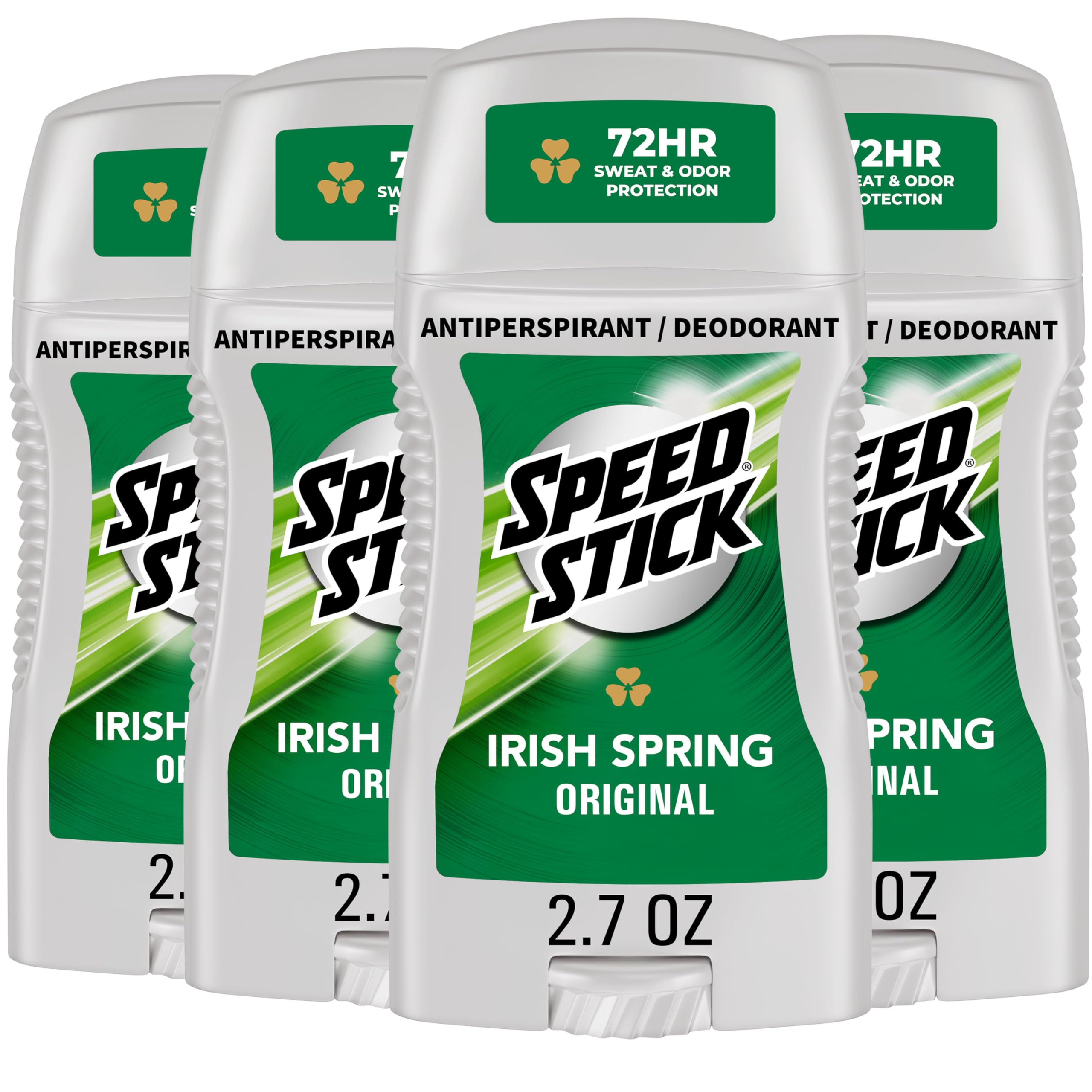 Antiperspirant Deodorant for Men, 72 HR Sweat & Odor Protection, Irish Spring Scent, 2.7 oz Stick (4 Pack)