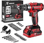 DEKOPRO 20V Kit de conducteur sans fil - Perceuse électrique avec 2 Vitesses variables, réglages du couple 18+1, batterie & chargeur - Conducteur de forage pour femmes - rouge