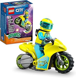 LEGO City Stuntz Cyber Stunt Bike 60358, Flywheel-Powered Motorbike Toy to Perform Jumps and Tricks, Action Toys for Boys and Girls Ages 5 Plus, Extension Set