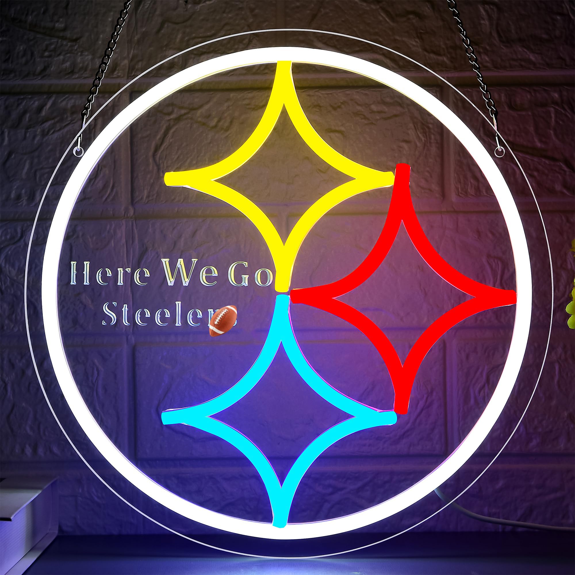 Football Neon Sign for Wall Decor Football Neon Light for Man Cave Dimmable Sports LED Light Up Sign for Sports Gym Bedroom Game Room Bar Club Garage Birthday Gifts for fan friend Size11.8 * 11.8 In