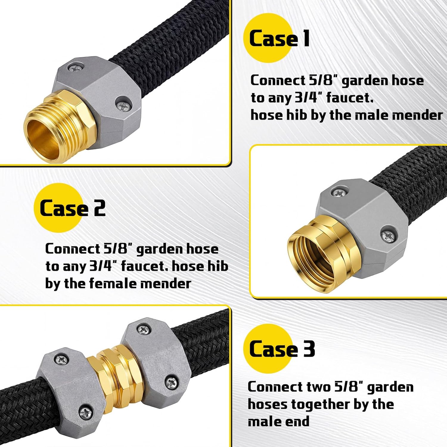 48 Pcs Garden Hose Repair Kit Zinc and Aluminum Male and Female Hose End for 5/8" and 3/4" Hoses Leak Proof Mender Set with Washers Easy Fix for Damaged Water Hoses (Male and Female)