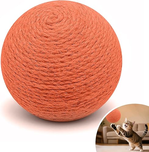 Miniatura 9 de Juguete de bola de sisal para gatos de 3.94 pulgadas, bola rascador natural interactiva para gatos, rascador perfecto para ejercicio y diversión de