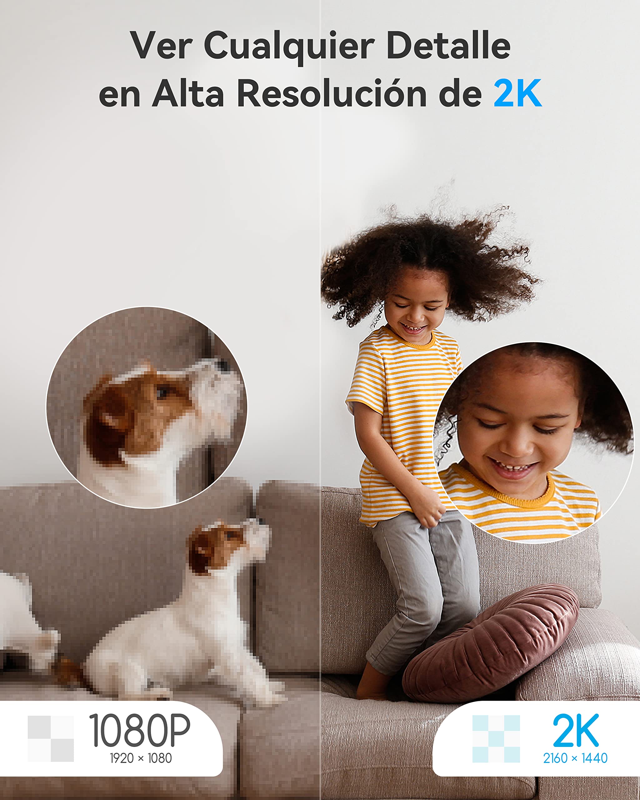 blurams Camara Vigilancia Wi-Fi Interior 2K, Cámara IP 360° Cámara Bebés,Camara Seguridad para Perros/Bebé/Ancianos,Visión Nocturna, Llamada One-Touch,Audio Bidireccional,Admite Tarjeta SD y Cloud