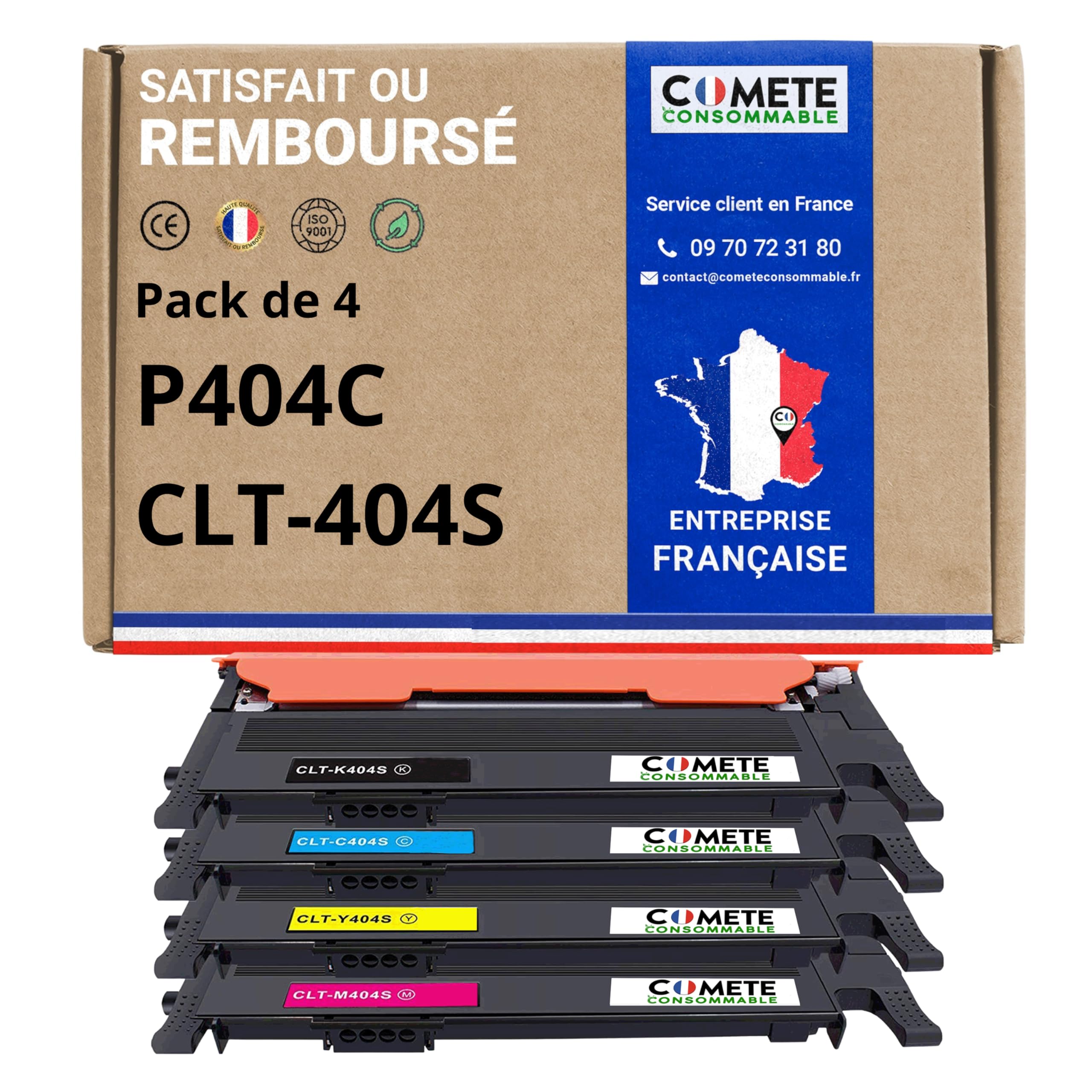 COMETE 4 Cartouches de Toner Compatibles avec Samsung CLT-P404C P404C 404S