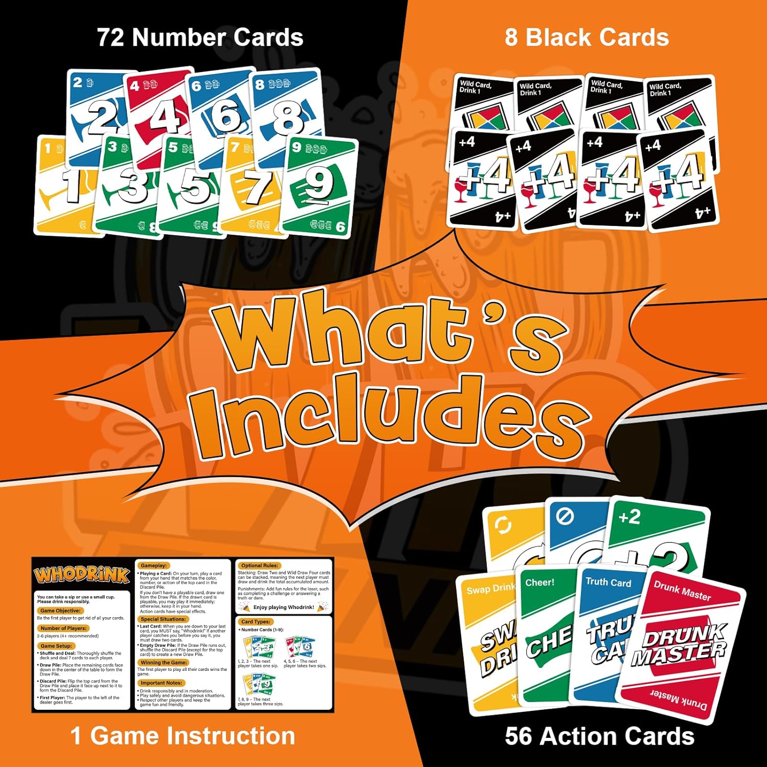Broytain WHODRINK Drinking Card Games for Adults, Party Card Game for Groups, Bachelorette Party Games, Couples Drinking Game for Date Night, Girls Night Party Game, 136 Cards, Age 21+