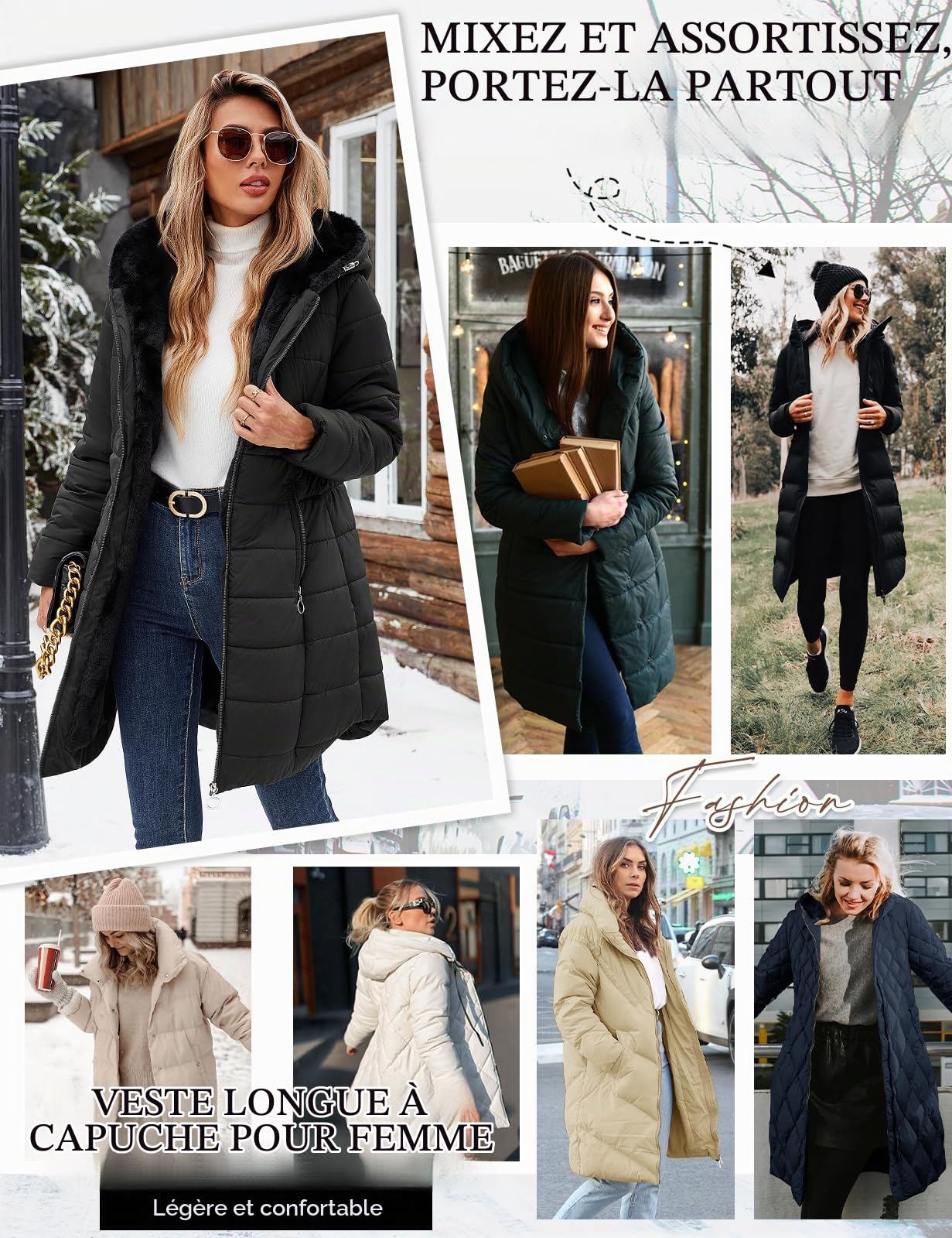 CMTOP Manteau Femme Hiver Veste Polaire Chaud Manteaux Outercoat en Longue et Slim Fit Parka Femme Chaude Imperméable Blouson Chic et Elegant Sweats à Capuche avec Zippé et Poches