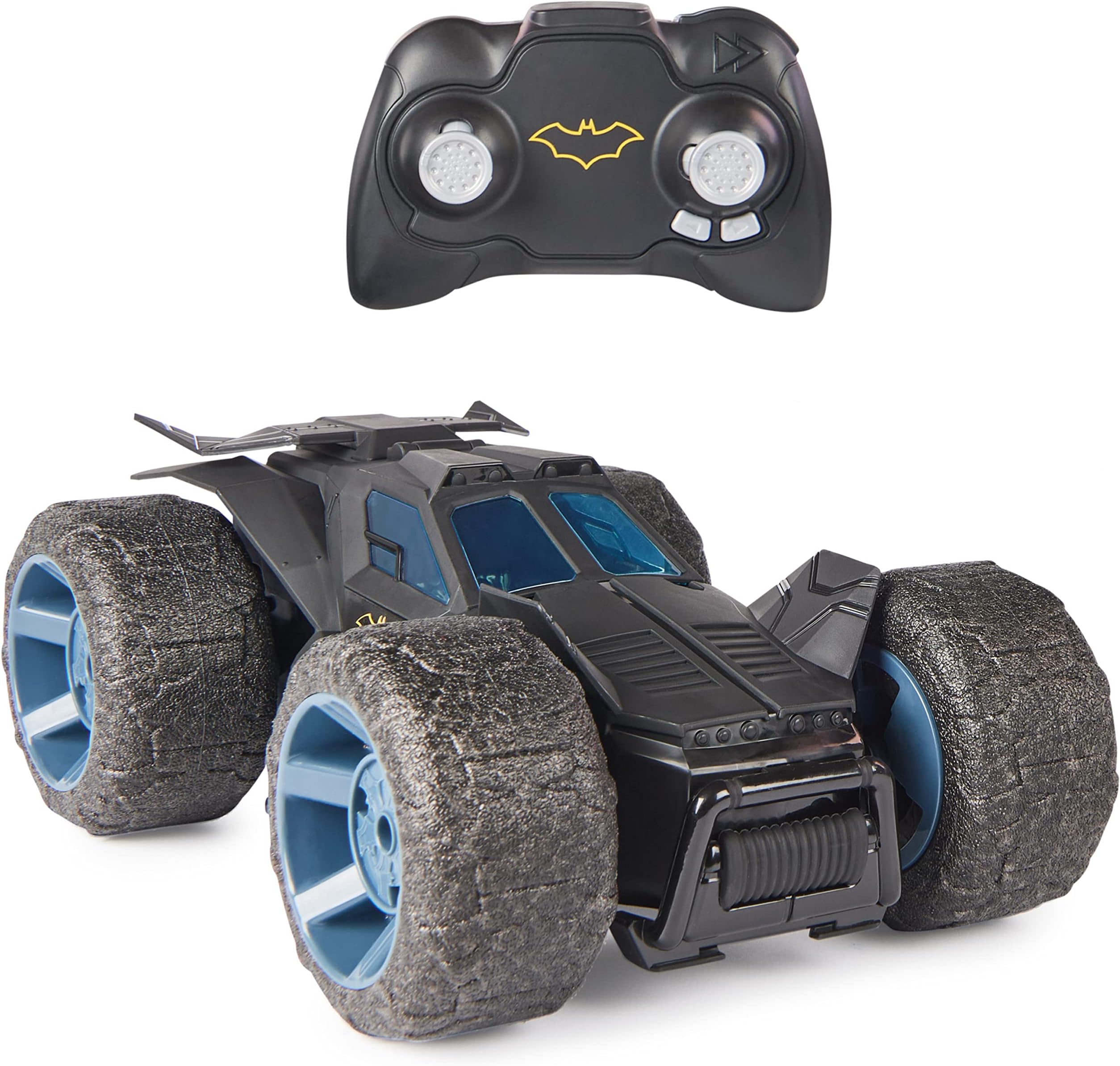 DC Comics, Batman, Stunt Force Batmobile, Indoor Remote-Control Car, Action Figure Compatible, Turbo Boost and Crazy Stunt Capabilities, Collectible Super Hero Kids’ Toys for Boys and Girls Aged 4+
