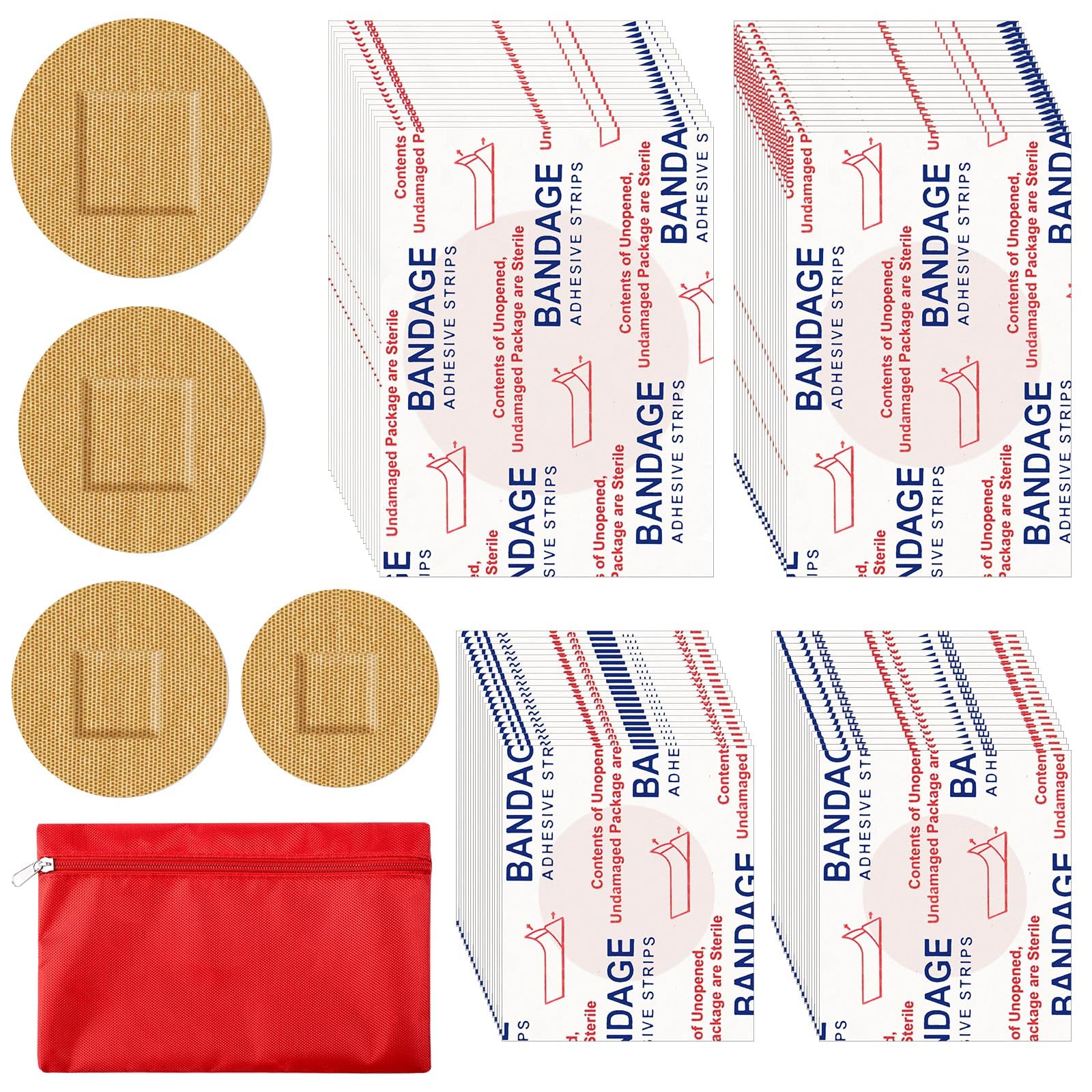 Funtery 200 Adhesive Spot Bandage 4 Sizes Round Flexible Fabric Adhesive Round Tan Non Latex Bandage for Wound Care and Hides Skin Spots Ideal for