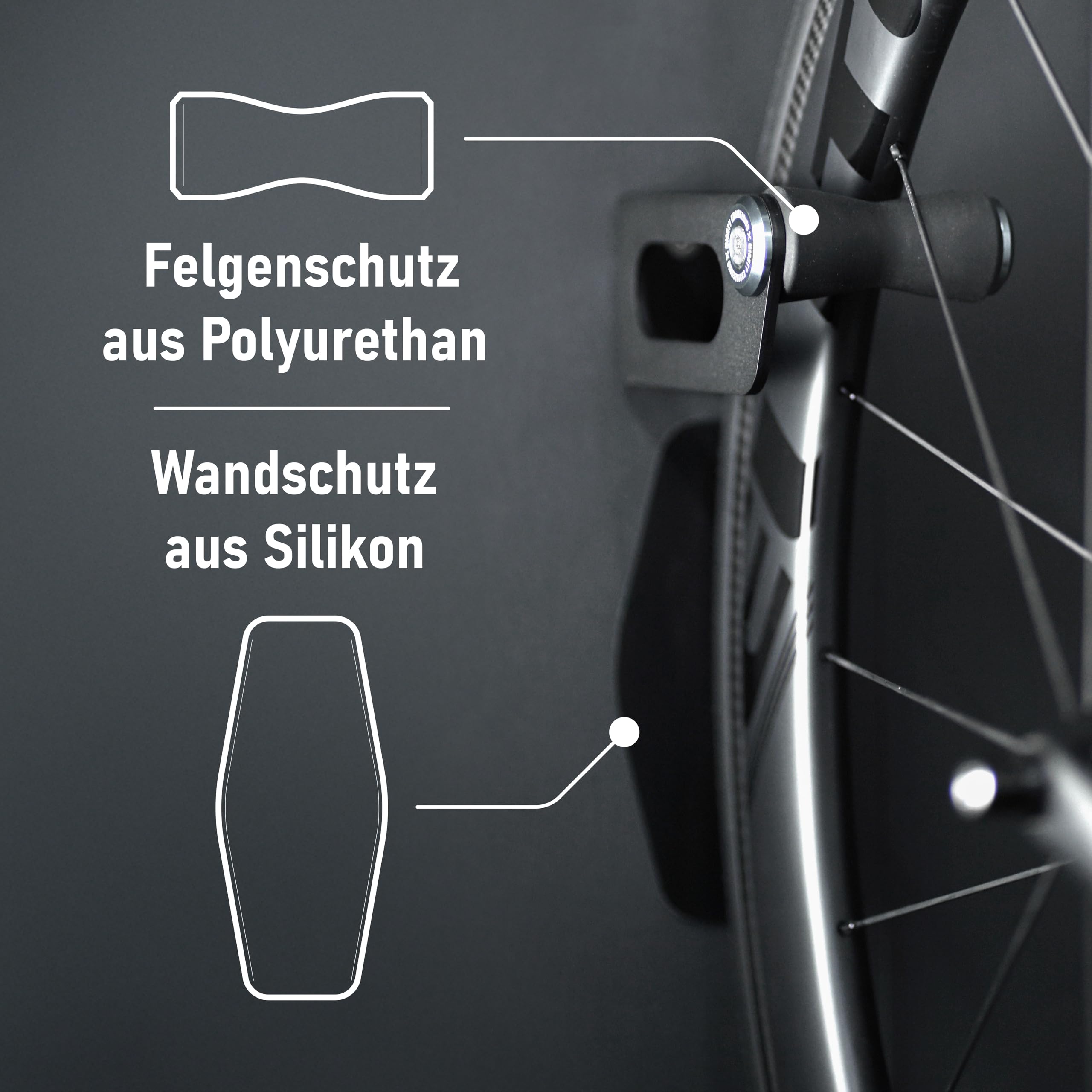 LOCK-UP Fahrrad Wandhalterung – Vertikale Bike-Aufbewahrung mit Felgenschutz, abschließbarer Schloss-Öse, für Rennrad, MTB & E-Bike – robuste Wandhalter für Wohnung, Keller & Garage