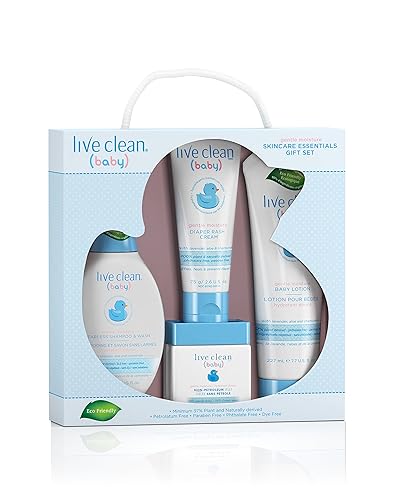 Live Clean Baby Set de regalo de artículos esenciales, humectantes y cuidado de la piel suave