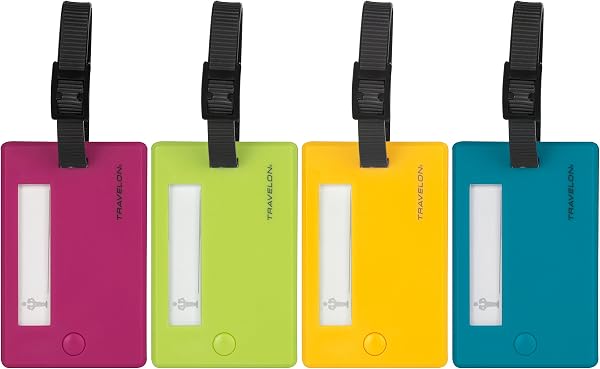 Travelon Set of 4 Assorted Color Luggage Tags for Easy Identification
