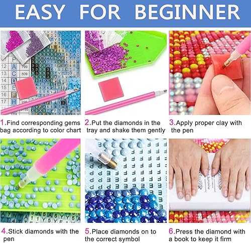 Miniatura 3 de Paquete de 4 kits de pintura de diamantes 5D para adultos, niños y principiantes con todo, juego de pinturas artísticas de taladro de cristal