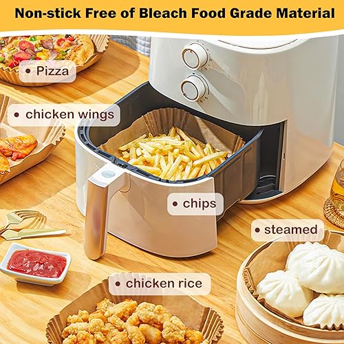 Miniatura 2 de 375 forros de papel para freidora de aire, cuadrados de 8 pulgadas, desechables, papel pergamino resistente para freidora de aire de 5 a 8 cuartos