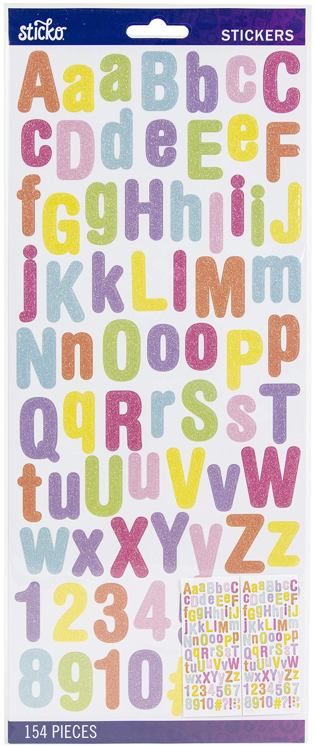 Sticko Alphabet Stickers-Pastel Rounded Glitter
