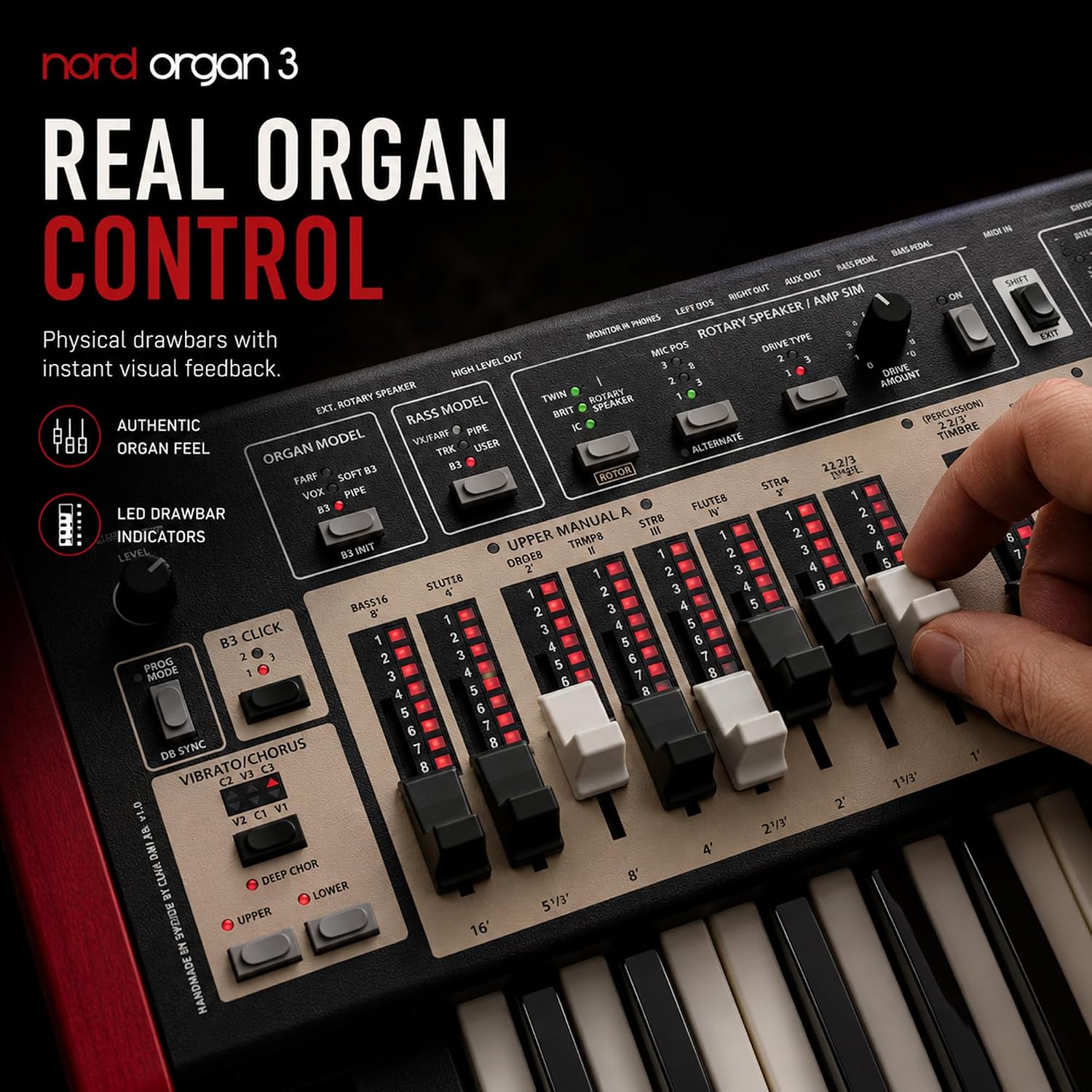 Nord Organ 3 Dual 61-Key Combo Organ Bundle with Keyboard Stand, Furniture Bench, Headphones, Cable, and Austin Bazaar Polishing Cloth
