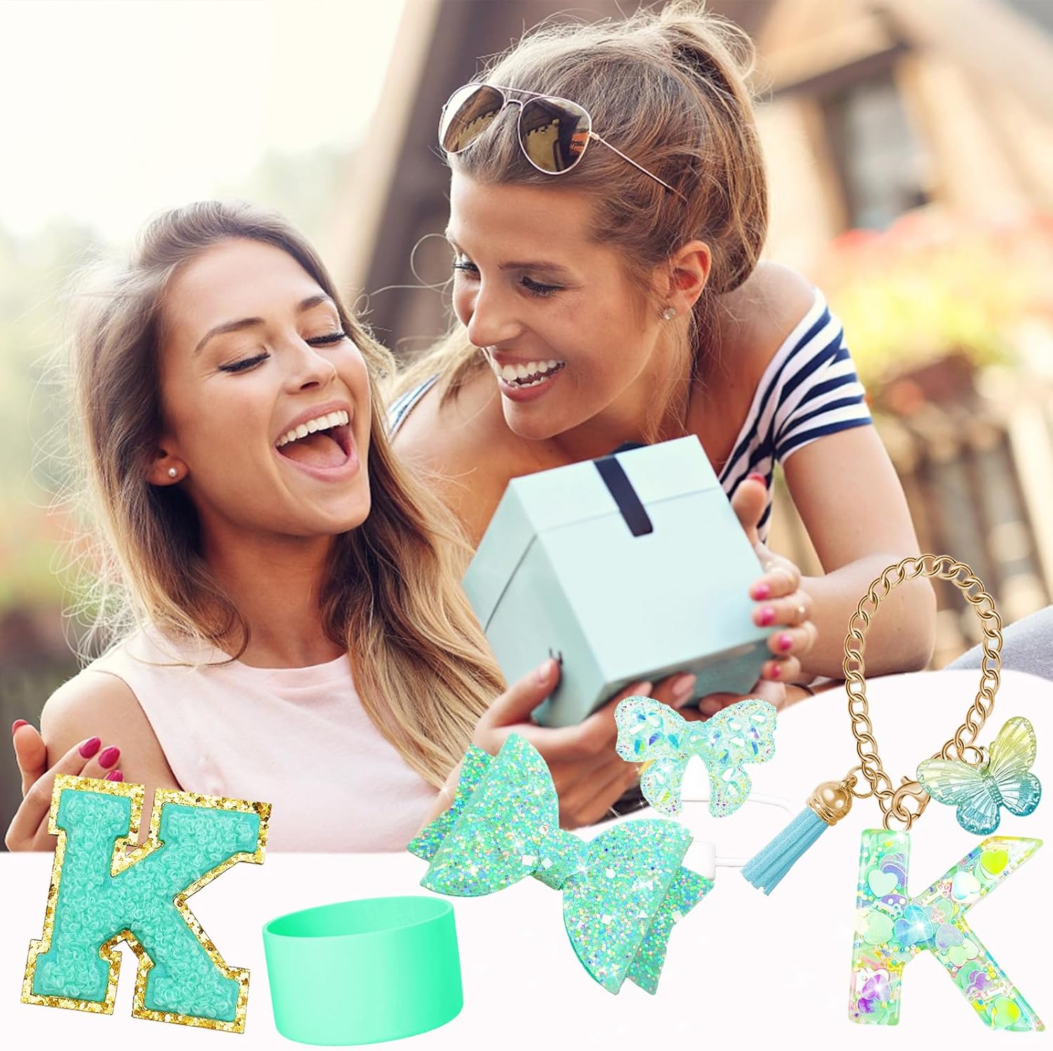 8PCS Stanley Cup Accessories Set for Stanley Cup 30oz 40oz Tumbler with Handle,Including Straw Topper Cover Cap and Boot,Spill Proof Stopper,Handle Charm,Initials Sticker (Mint green K) - Image 7