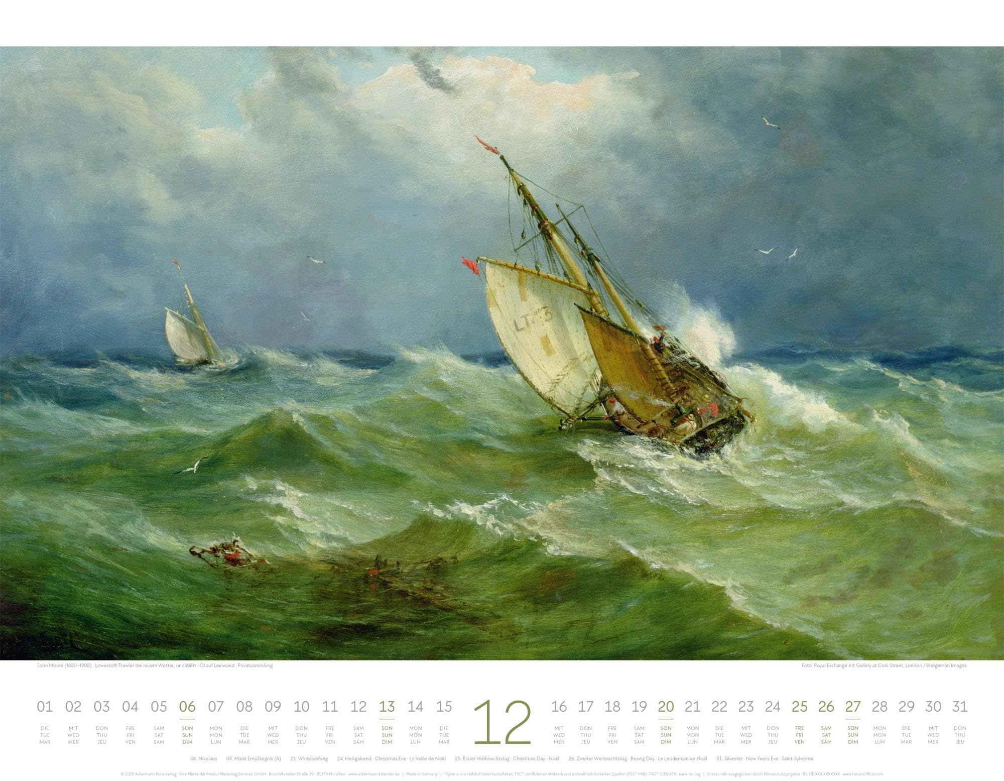 Kunstwerk Meer Kalender 2026 | Stilsicherer Kunst-Kalender im großen Querformat (54x42 cm) | Impressionismus & Expressionismus | Landschaft & Natur