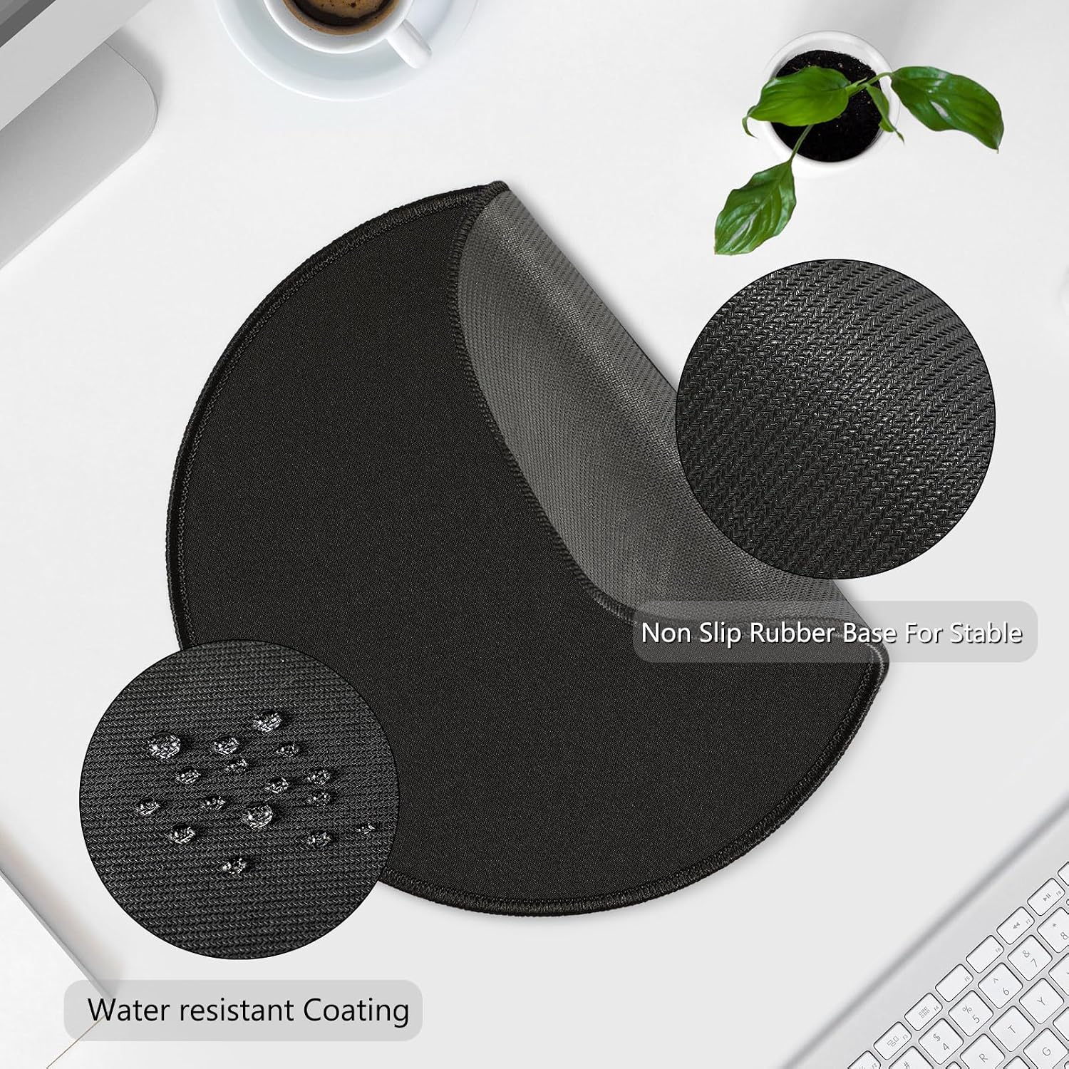 Xuhal 20 Pieces Round Mouse Pad with Stitched Edges Black Mice Mat Bulk with Non Slip Rubber Base for Computer Gamer Laptop New Year Desktop Gifts for Office and Home 9.84 x 9.84 Inch