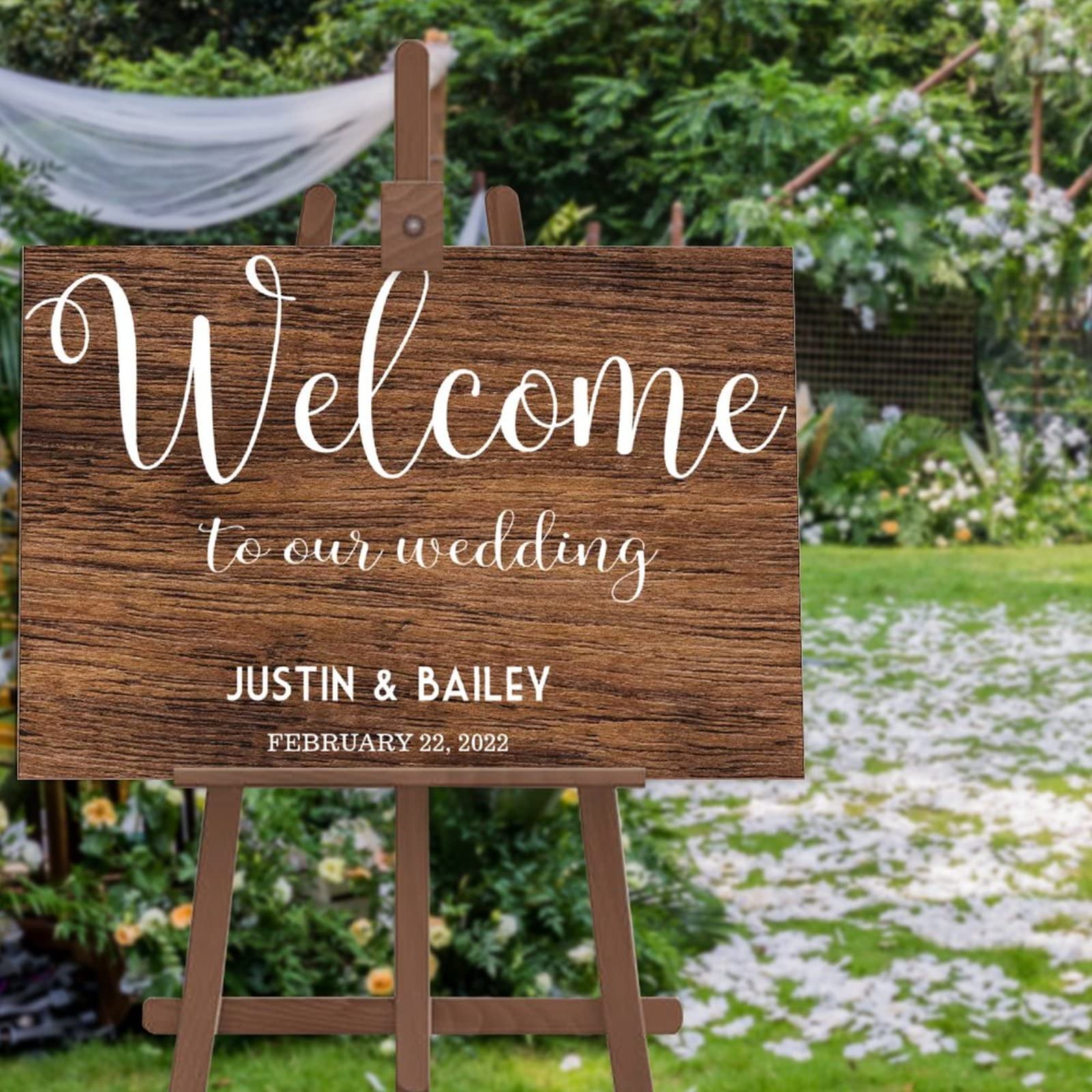Panneau bienvenue bois mariage lisible grand format rustique