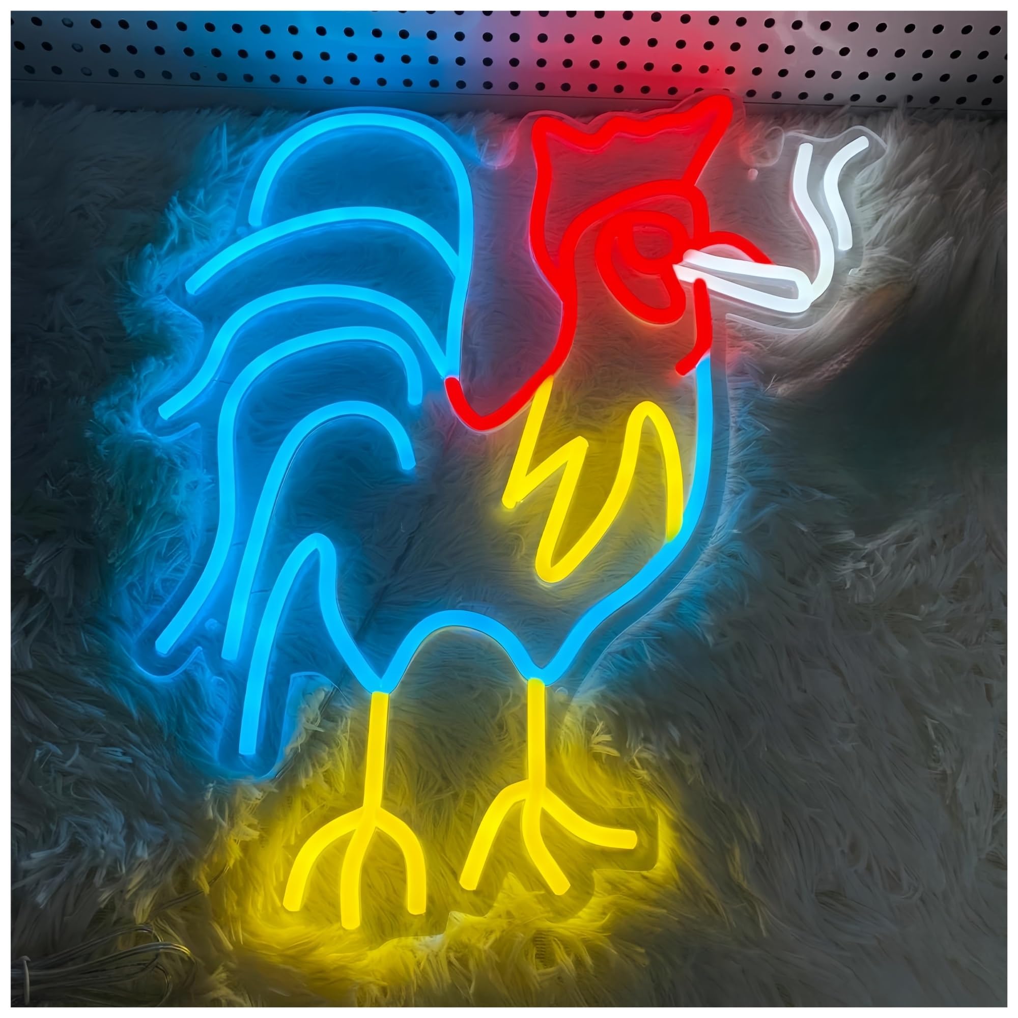 SHOUXI Sign Lamp Chicken Neon Shape, Suitable for Birthday Parties, Bars, Bedroom Decoration to Create Atmosphere 48.5X40cm