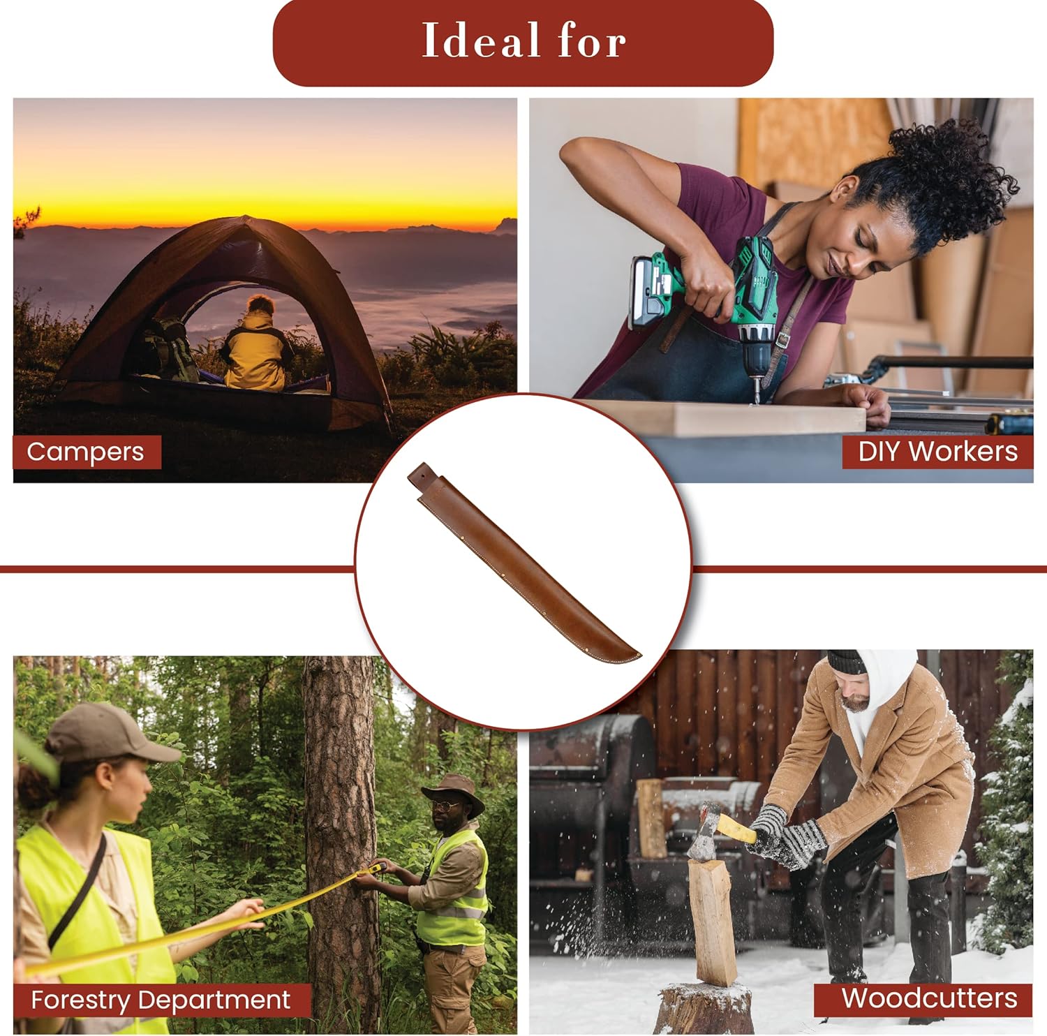 Style n Craft Machete Sheath, Full-Grain Leather Sheath for a 22” Machete, Dark Tan (98028)