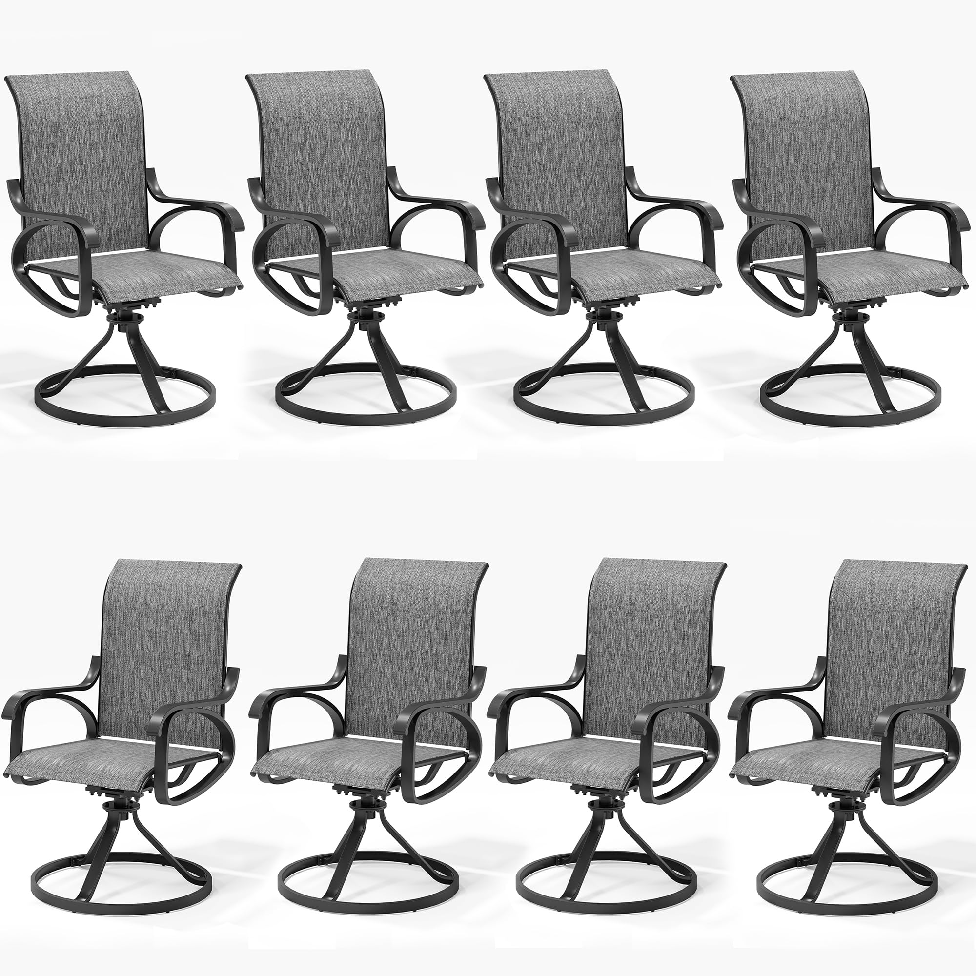 LOUVIXA Patio Swivel Chair Set of 8, All-Weather Patio Swivel Rocking Chair, High Back Patio Dining Chairs for Backyard, Porch, Lawn, Garden(8, Slate Grey)