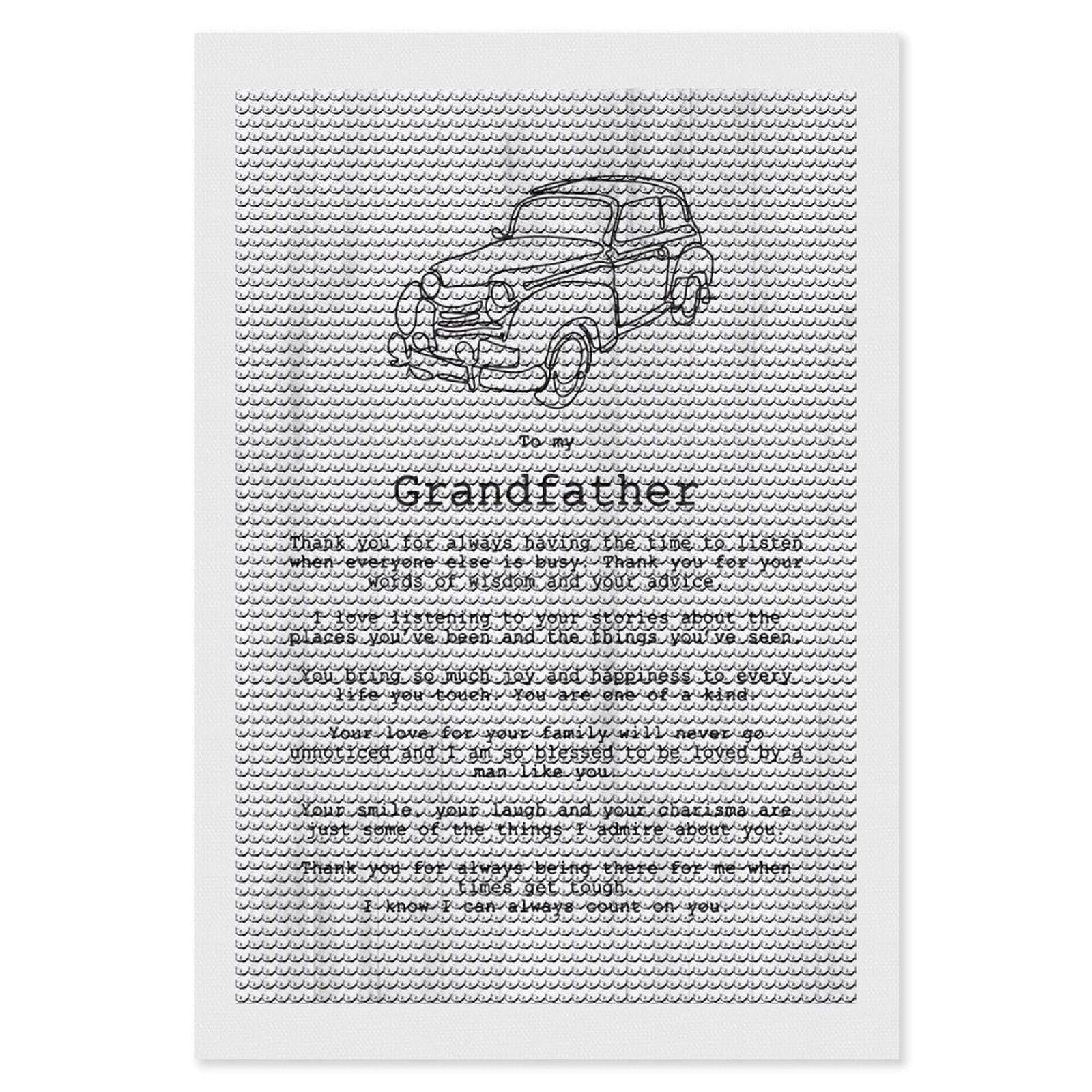 Junmoney to My Grandfather DIY Diamond Art Canvas Kit 8"x12", Complete Accessories, Creative Leisure Activity, Home Wall Decor, Gift Idea
