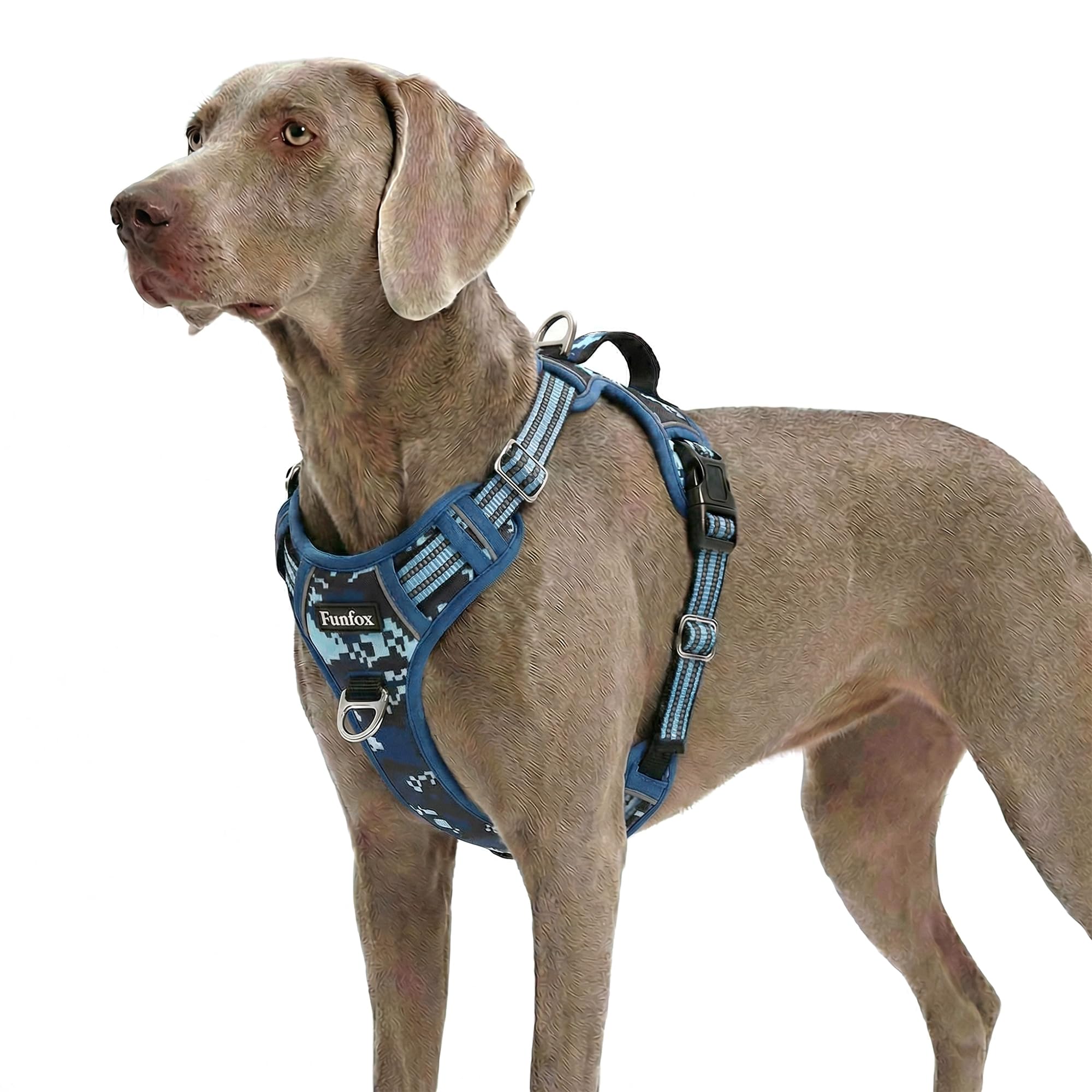 Funfox Dog Harness for Xlarge Dogs, No Pull Pet Vest Adjustable with Vertical Handle & Front Clip, Anti Pull Padded Harness Reflective Night Walking Size for X-Large Breed, Mosaic Pink XL