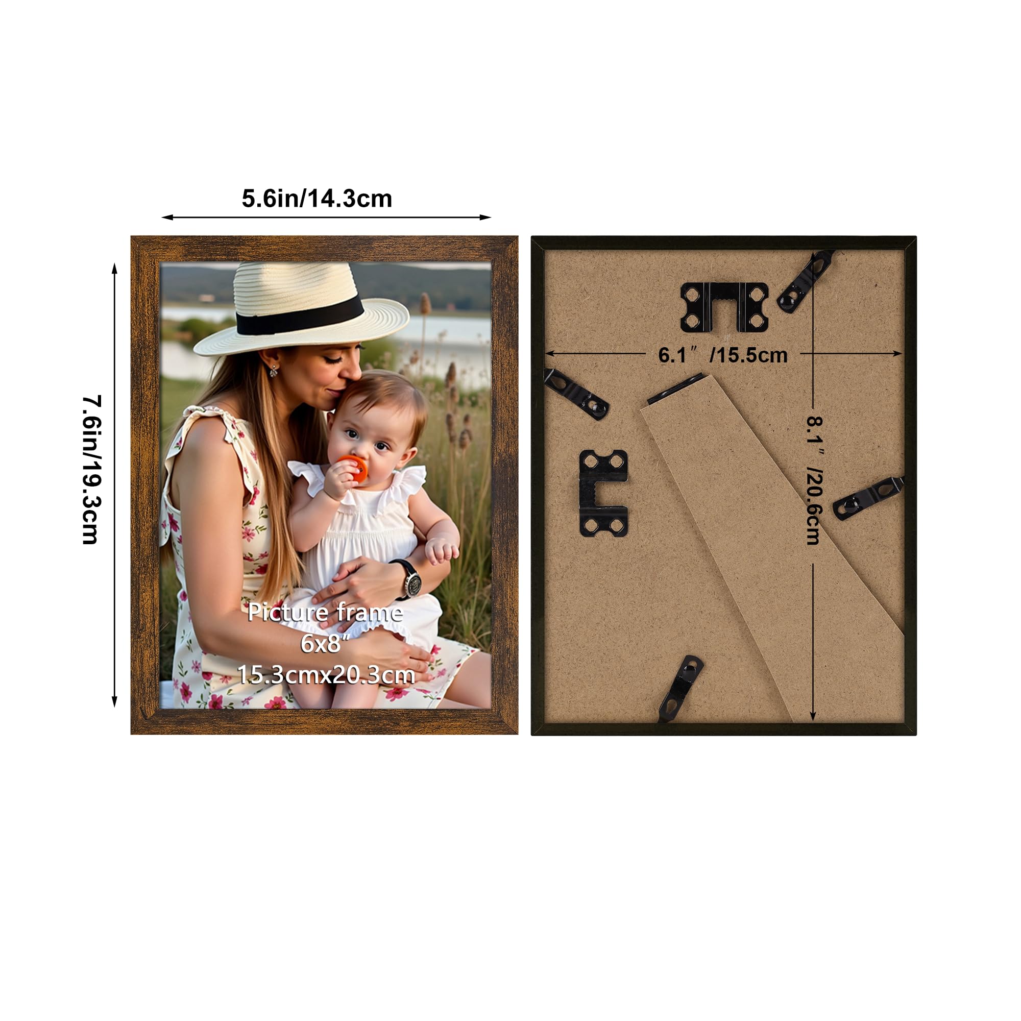 Ditwis 8x6 Photo Frame Brown, Classic Picture Frame for Living Room Bedroom and Office, Wall or Desktop Display, Vertical or Horizontal - Image 2