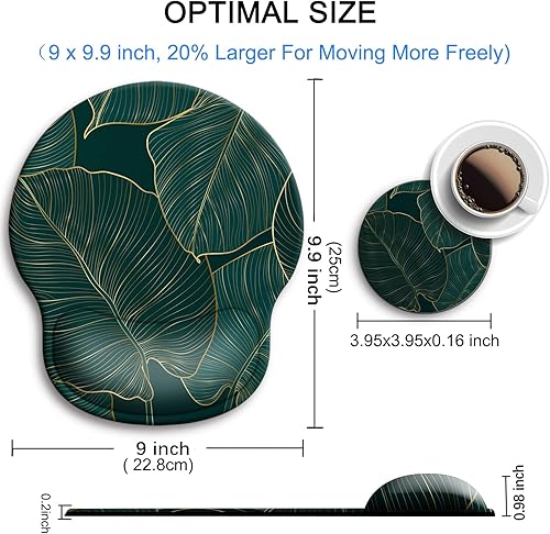 Miniatura 4 de Alfombrilla ergonómica para mouse con reposamuñecas, reposamuñecas de gel grande, con posavasos antideslizante y alivio del dolor para computadora,