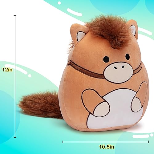 Miniatura 5 de Almohada de peluche original de caballo de 12 pulgadas, tamaño grande, suave, lindo, gordo, abrazable, adorable peluche, regalo para niños