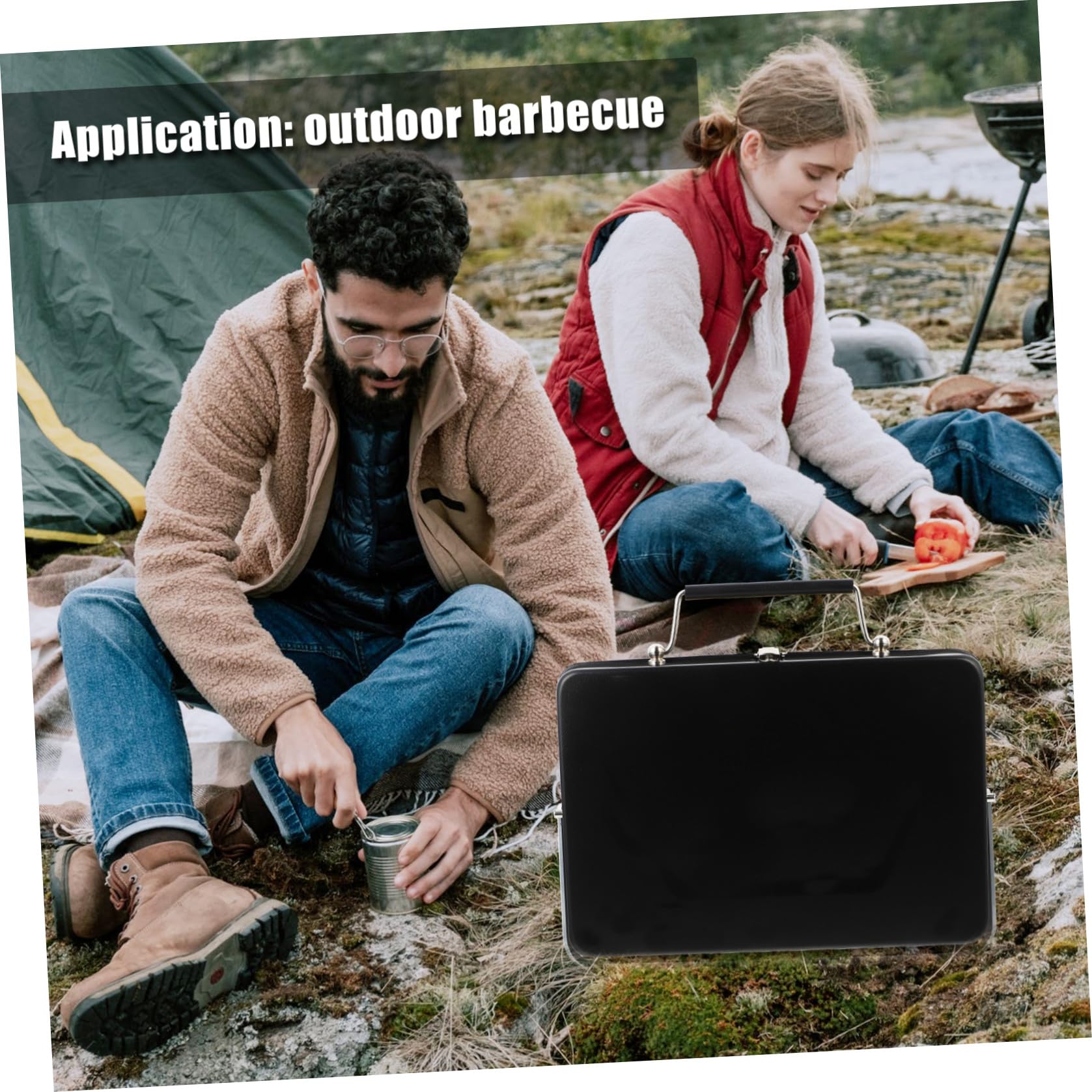 Przenośny Grill Węglowy Stylu Walizki Grill Piknik i Bbq Świeżym Powietrzu Idealny Do Campingu i Spotkań Ogrodzie
