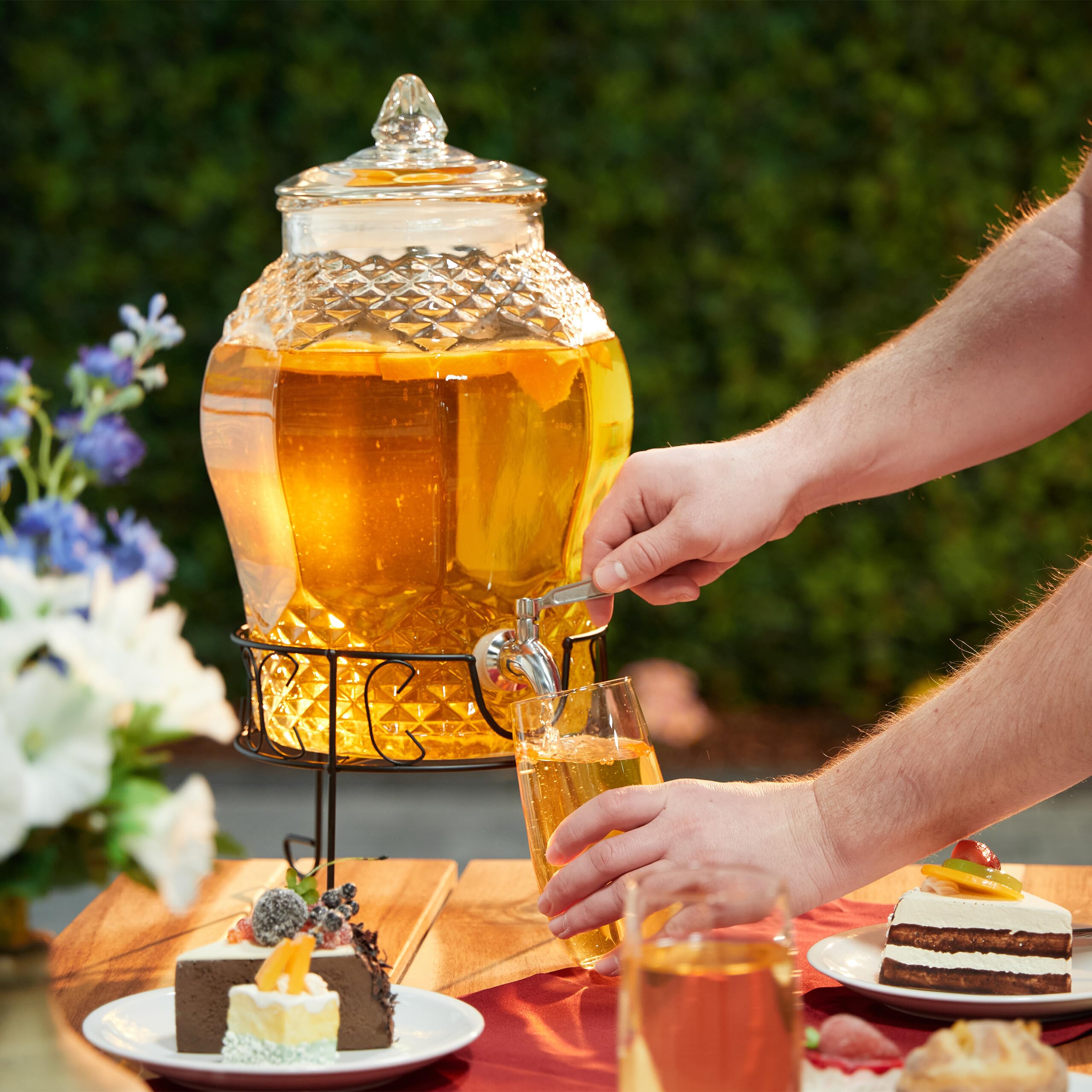 Relaxdays Distributeur de Boisson, avec Support et Robinet, 8 litres, pour Votre Limonade, Transparent